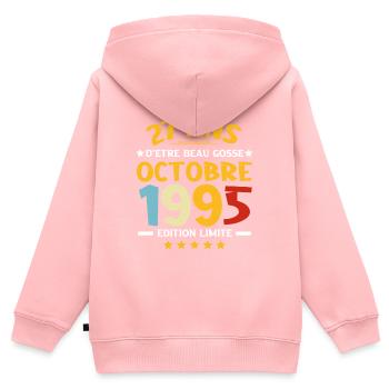 27 Ans Anniversaire En Octobre 1995 - Sweat Premium à capuche zippé enfant bio - rose - Dos - AI Model Kid Female (0cm)