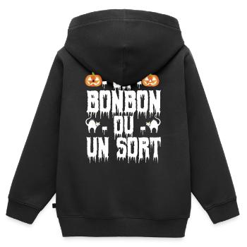 un bonbon ou un sort - Sweat Premium à capuche zippé enfant bio - noir - Dos - AI Model Kid Male (0cm)