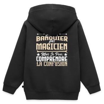 Je ne suis pas un magicien. - Sweat Premium à capuche zippé enfant bio - noir - Dos - AI Model Kid Male (0cm)
