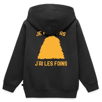 Je Peux Pas J'ai Les Foins Humour Agriculteur - Sweat Premium à capuche zippé enfant bio - noir - Dos - AI Model Kid Male (0cm)