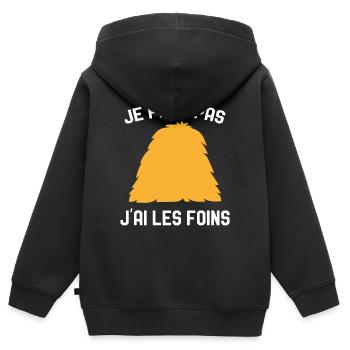 Je Peux Pas J'ai Les Foins Humour Agriculteur - Sweat Premium à capuche zippé enfant bio - noir - Dos - AI Model Kid Male (0cm)