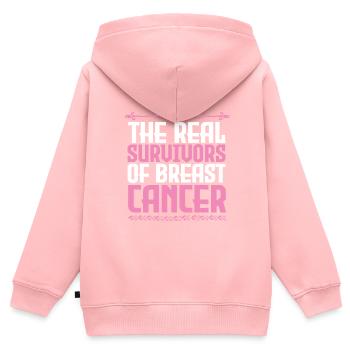Brustkrebs-Überlebende - Kinder Premium Organic Zip Hoodie - Rosa - Hinten - AI Model Kid Female (0cm)