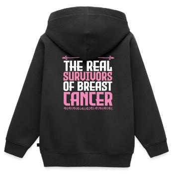 Brustkrebs-Überlebende - Kinder Premium Organic Zip Hoodie - Schwarz - Hinten - AI Model Kid Male (0cm)