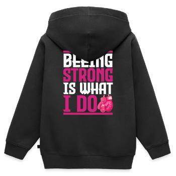 Brustkrebs, du bist stark. - Kinder Premium Organic Zip Hoodie - Schwarz - Hinten - AI Model Kid Male (0cm)