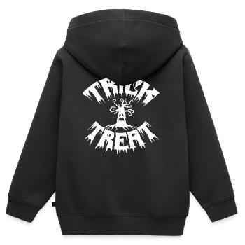 trick treat, Halloween. - Sweat Premium à capuche zippé enfant bio - noir - Dos - AI Model Kid Male (0cm)