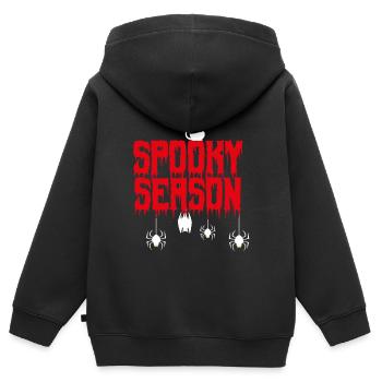 GRUSELIGE JAHRESZEIT . - Kinder Premium Organic Zip Hoodie - Schwarz - Hinten - AI Model Kid Male (0cm)