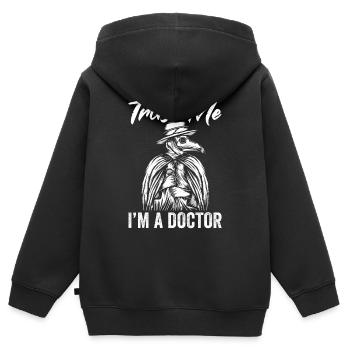 Peste Docteur Médiéval Médical - Sweat Premium à capuche zippé enfant bio - noir - Dos - AI Model Kid Male (0cm)