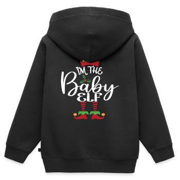 Bébé Elfe Mignon Drôle Costume de Noël assorti - Sweat Premium à capuche zippé enfant bio - noir - Dos - AI Model Kid Male (0cm)