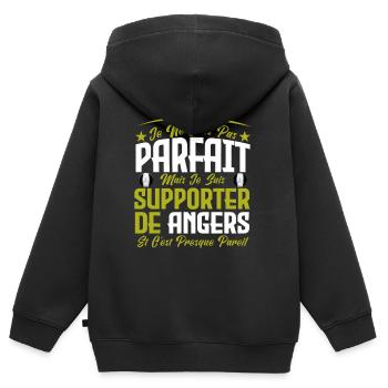 je ne suis pas parfait, supporteur de Angers .SCO - Sweat Premium à capuche zippé enfant bio - noir - Dos - AI Model Kid Male (0cm)