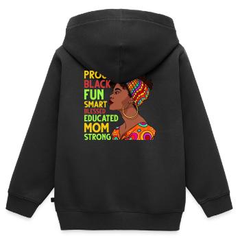 Stolze schwarze intelligente afrikanische Frau - Kinder Premium Organic Zip Hoodie - Schwarz - Hinten - AI Model Kid Male (0cm)