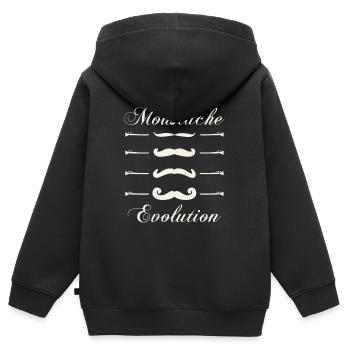 moustaches evolution, Idée cadeau d'élégance. - Sweat Premium à capuche zippé enfant bio - noir - Dos - AI Model Kid Male (0cm)