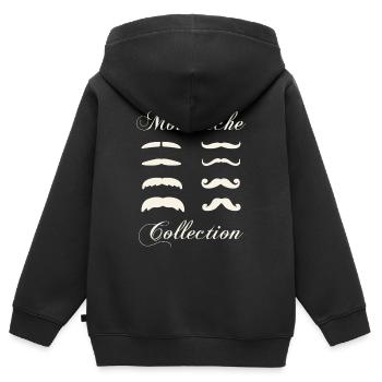 Collection de moustaches, Idée cadeau d'élégance. - Sweat Premium à capuche zippé enfant bio - noir - Dos - AI Model Kid Male (0cm)