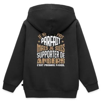 supporteur de Angers - Sweat Premium à capuche zippé enfant bio - noir - Dos - AI Model Kid Male (0cm)