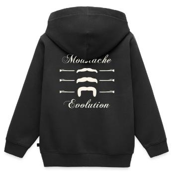 moustaches évolution, Idée cadeau d'élégance. - Sweat Premium à capuche zippé enfant bio - noir - Dos - AI Model Kid Male (0cm)