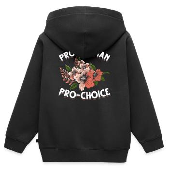 Pro-Choice Frauen Rechte Empowered Blumen - Kinder Premium Organic Zip Hoodie - Schwarz - Hinten - AI Model Kid Male (0cm)