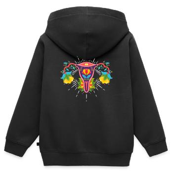 Blume Uterus Frauen Rechte Feminismus Pro-Choice - Kinder Premium Organic Zip Hoodie - Schwarz - Hinten - AI Model Kid Male (0cm)