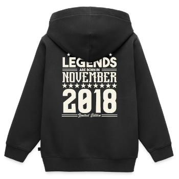 Legends Are Born In November 2018.Gift anniversary - Sweat Premium à capuche zippé enfant bio - noir - Dos - AI Model Kid Male (0cm)