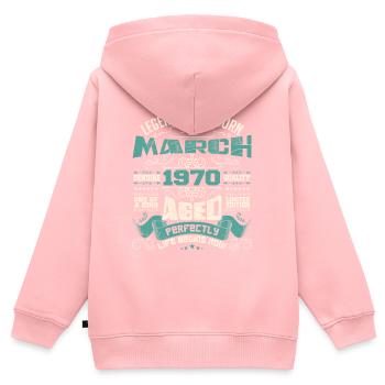 March 1970 | birthday gift - Sweat Premium à capuche zippé enfant bio - rose - Dos - AI Model Kid Female (0cm)