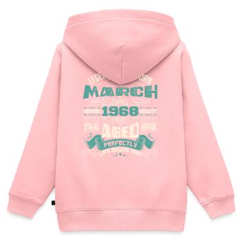 March 1968 | birthday gift - Sweat Premium à capuche zippé enfant bio - rose - Dos - AI Model Kid Female (0cm)