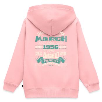 March 1956 | birthday gift - Sweat Premium à capuche zippé enfant bio - rose - Dos - AI Model Kid Female (0cm)