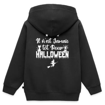 Il n’est jamais tôt pour Halloween - Sweat Premium à capuche zippé enfant bio - noir - Dos - AI Model Kid Male (0cm)