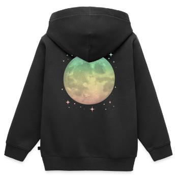 Lune Pastel Céleste - Sweat Premium à capuche zippé enfant bio - noir - Dos - AI Model Kid Male (0cm)