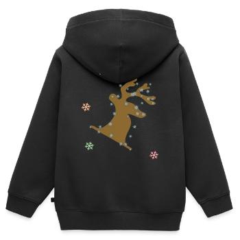 wapiti, Noël - Sweat Premium à capuche zippé enfant bio - noir - Dos - AI Model Kid Male (0cm)