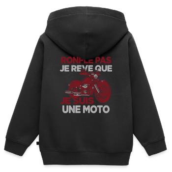 Je Ne Ronfle Pas Je Rêve Que Je Suis Une Moto - Sweat Premium à capuche zippé enfant bio - noir - Dos - AI Model Kid Male (0cm)