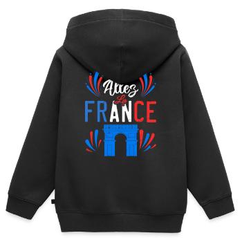 Allez La France - Sweat Premium à capuche zippé enfant bio - noir - Dos - AI Model Kid Male (0cm)