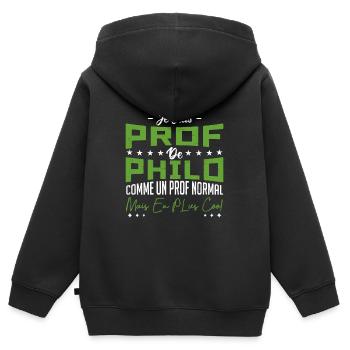 Je suis un prof de philo - Sweat Premium à capuche zippé enfant bio - noir - Dos - AI Model Kid Male (0cm)