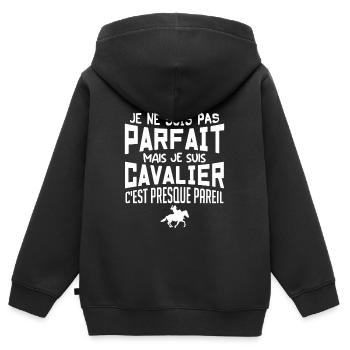 je ne suis pas parfait mais je suis cavalier - Sweat Premium à capuche zippé enfant bio - noir - Dos - AI Model Kid Male (0cm)