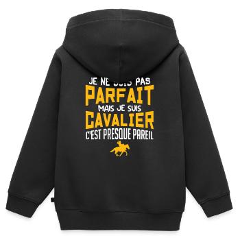 pas parfait mais cavalier - Sweat Premium à capuche zippé enfant bio - noir - Dos - AI Model Kid Male (0cm)
