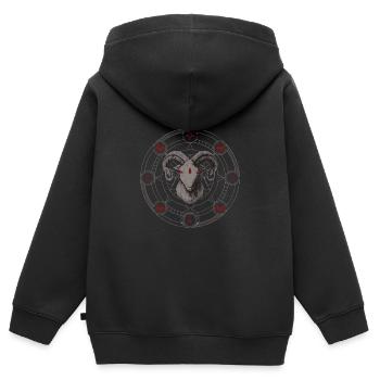 satanic GOAT Design - Kinder Premium Organic Zip Hoodie - Schwarz - Hinten - AI Model Kid Male (0cm)