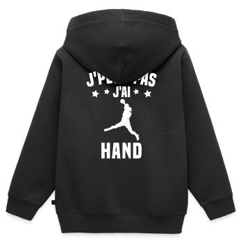 Je peux pas j'ai handball - Sweat Premium à capuche zippé enfant bio - noir - Dos - AI Model Kid Male (0cm)