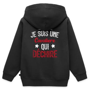 Je suis une Cavalière Qui Déchire - Sweat Premium à capuche zippé enfant bio - noir - Dos - AI Model Kid Male (0cm)
