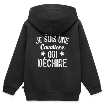 Je suis une Cavalière Qui Déchire - Sweat Premium à capuche zippé enfant bio - noir - Dos - AI Model Kid Male (0cm)