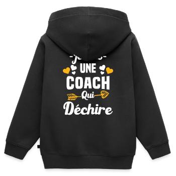 Je Suis Une Coach Qui Déchire - Sweat Premium à capuche zippé enfant bio - noir - Dos - AI Model Kid Male (0cm)