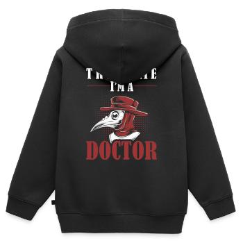 Médecin médiéval de la peste Sarcastique - Sweat Premium à capuche zippé enfant bio - noir - Dos - AI Model Kid Male (0cm)