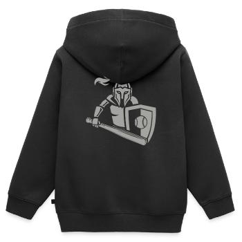 Chevalier médiéval de baseball - Sweat Premium à capuche zippé enfant bio - noir - Dos - AI Model Kid Male (0cm)