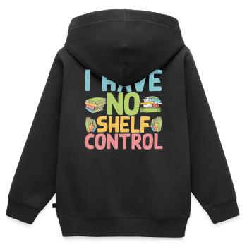 Bücherregal Wortspiel Lustiger Bibliothekar Buch - Kinder Premium Organic Zip Hoodie - Schwarz - Hinten - AI Model Kid Male (0cm)