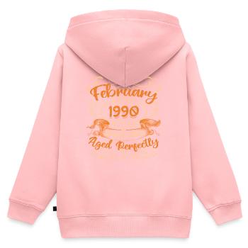 February 1990 | Aged Perfectly - Kids Premium Organic Zip-up Hoodie - rose - Back - AI Model Kid Female (0cm)