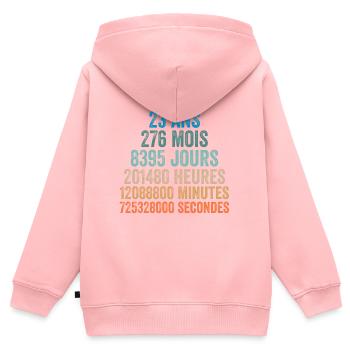 23 Ans Anniversaire - cadeau d'anniversaire - Sweat Premium à capuche zippé enfant bio - rose - Dos - AI Model Kid Female (0cm)
