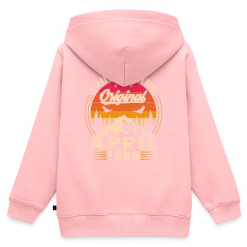Vintage Nées En Avril 1989 Cadeau D'anniversaire - Sweat Premium à capuche zippé enfant bio - rose - Dos - AI Model Kid Female (0cm)