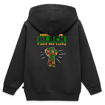 I Didn't Choose To Be Black I Just Got Lucky - Sweat Premium à capuche zippé enfant bio - noir - Dos - AI Model Kid Male (0cm)
