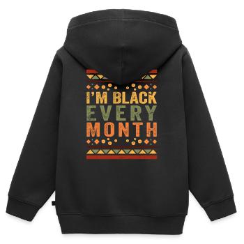 Ich bin jeden Monat schwarz - Kinder Premium Organic Zip Hoodie - Schwarz - Hinten - AI Model Kid Male (0cm)