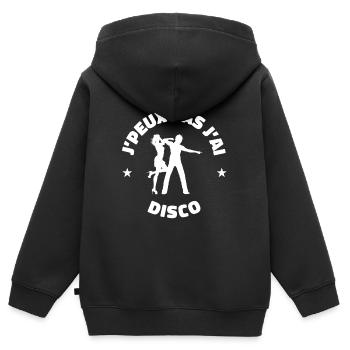 disco je peux pas j'ai disco danse - Sweat Premium à capuche zippé enfant bio - noir - Dos - AI Model Kid Male (0cm)