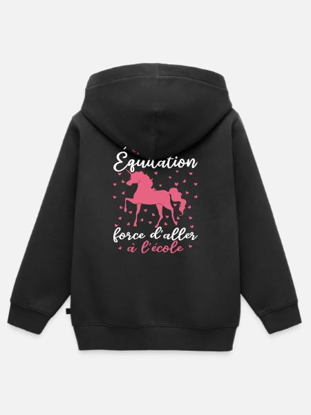 Née Pour équitation Force d'aller à l'école - Sweat Premium à capuche zippé enfant bio - noir