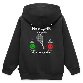 Ma Raquette M'appelle Et Je Dois Y Aller - Sweat Premium à capuche zippé enfant bio - noir - Dos - AI Model Kid Male (0cm)