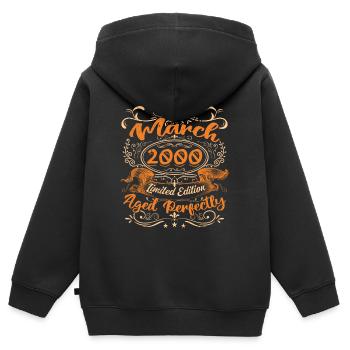 March 2000 | Aged Perfectly - Sweat Premium à capuche zippé enfant bio - noir - Dos - AI Model Kid Male (0cm)