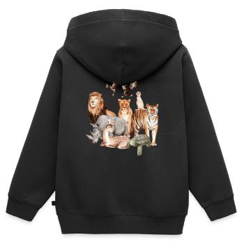 Wilder Zoo Tierliebhaber Zoo Reise - Kinder Premium Organic Zip Hoodie - Schwarz - Hinten - AI Model Kid Male (0cm)